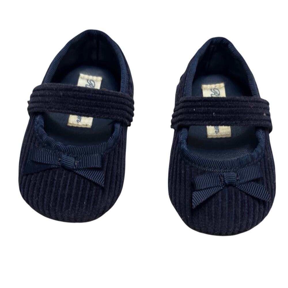 Ralph Lauren Baby Girl Crib Shoes – Navy Blue Corduroy (Size 1)